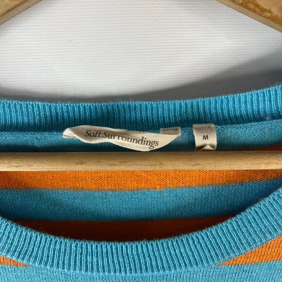 Soft Surroundings Womens Tunic Sweater Size Medium Cashmere Wool Blue Striped - Picture 9 of 9